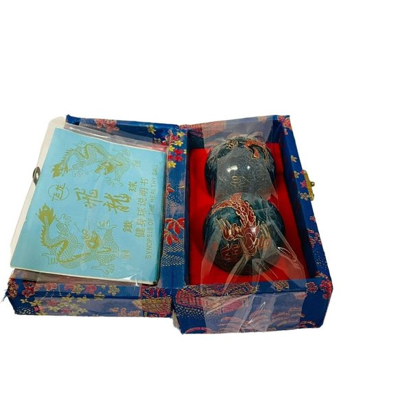 DRAGON BAODING IRON BALLS IN Blue CASE WITH ORIGINAL PAPER IRON DIRECTION- - Picture 4 of 7